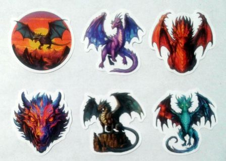 Six Dragon Vinyl Stickers