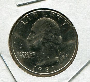 1987 D Washington Quarter-From Mint Set-B.U.