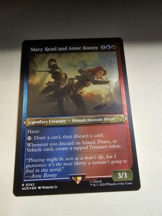 Magic the gathering mtg Mary Read and Anne Bonny etched foil card Assassins Creed