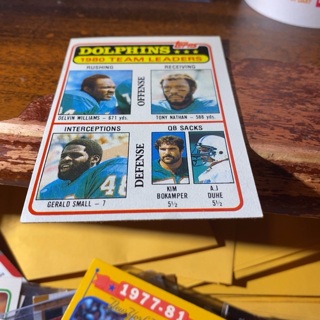 1981 topps 1980 dolphins team ldrs checklist football card 