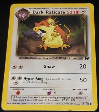 ⚡ Pokemon Card Dark Raticate 51/82 ⚡ 50 HP Team Rocket