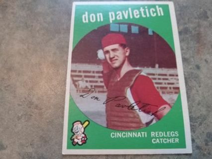 1959 T.C.G. DON PAVLETICH CINCINNATI RED LEGS BASEBALL CARD# 494