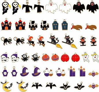 10PC ENAMEL MIXED HALLOWEEN CHARMS LOT 18 (PLEASE READ DESCRIPTION