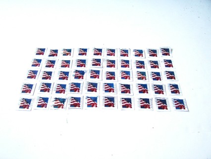 United States Flag Postage Stamps used set of 50 still on paper