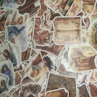 25 vintage book theme loose stickers