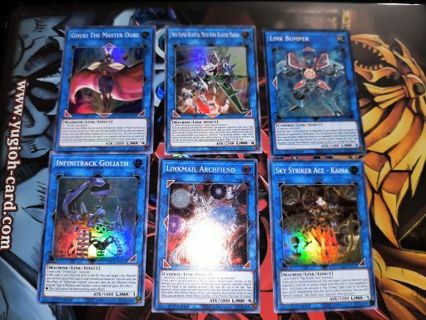 6 Mint Condition Super Rare Holo Yugioh cards Link Monsters