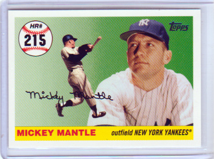 Mickey Mantle, 2007 Topps Home Run 215 Card #MHR215, New York Yankees, (EL)