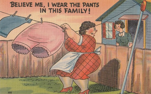 Vintage Unused Postcard: c: Comic:  I wear the Pants in the Family