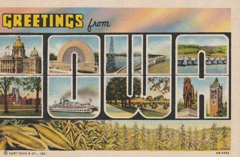 Vintage Unused Postcard: h: Greetings from Iowa