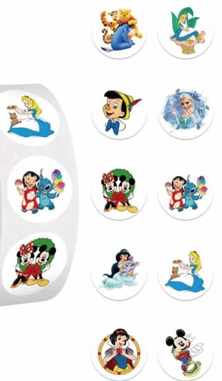 ↗️NEW⭕(10) 1" DISNEY CHARACTER STICKERS!!⭕MICKEY MOUSE MINNIE MOUSE SNOW WHITE CINDERELLA POOH