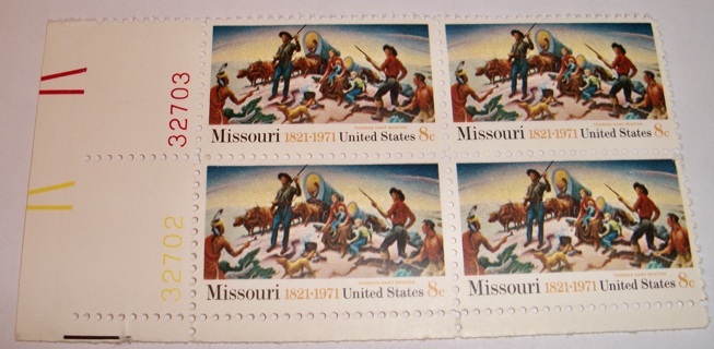 Scott #1426 Missouri 1821-1971, Pane of 4 Useable 8¢ US Postage Stamps