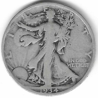 1934 Walking Liberty Half Dollar 90% Silver U.S. 50 Cent Coin
