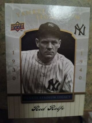 2008 UPPER DECK RED ROLFE 1930/1940 RED ROLFE NEW YORK YANKEES BASEBALL CARD# 15