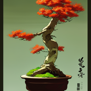 Listia Digital Collectible: Beautiful Red chinese Feng shui Bonsai Tree