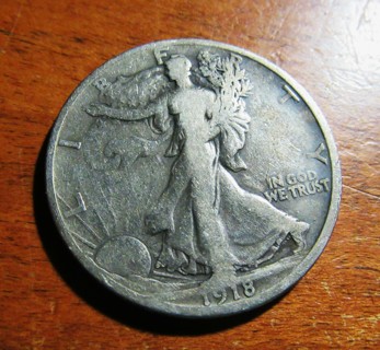 ★★ 1918-S WALKING LIBERTY HALF DOLLAR VG ★★ **90% SILVER**