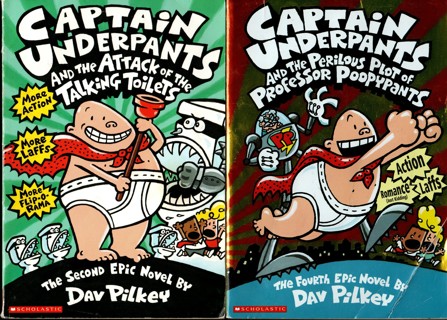 Pair of Captain Underpants Books by Dav Pilkey - #2,4