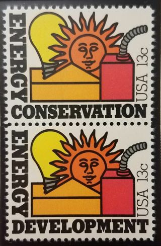 4 Stamp Collector's: 1977 13c Energy Conservation Stamp Block/2
