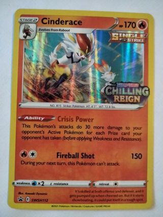 Cinderace swsh 112 rare prerelease holo pokemon