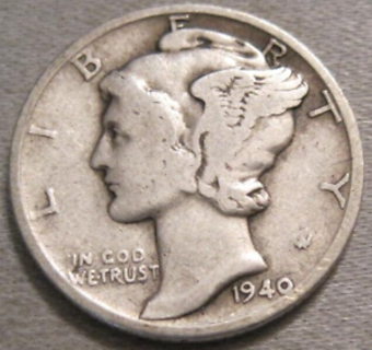 1940 Mercury Dime 90% Silver