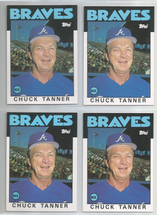 Lot of (4) 1986 Topps Traded Chuck Tanner #107T Braves