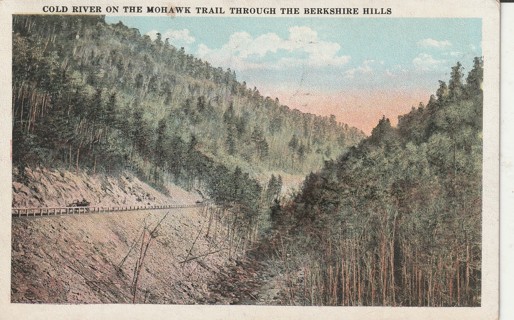 Vintage Used Postcard: f: 1937 Cold River on the Mohawk Trail through Berkshire Hills, MA