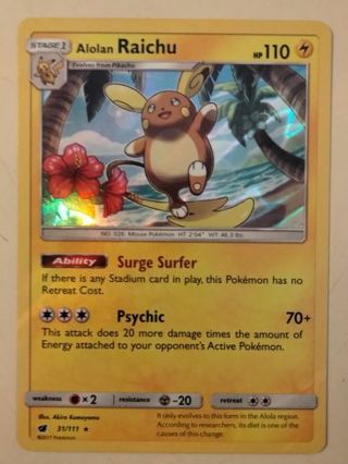 Raichu 31/111 rare holo nm