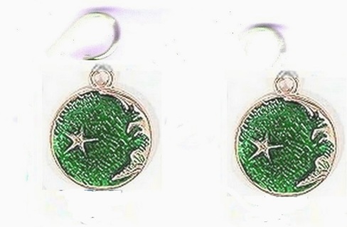 GP ENAMEL GREEN ANGRY MOON AND STAR EARRINGS LOT 2 (PLEASE READ DESCRIPTION