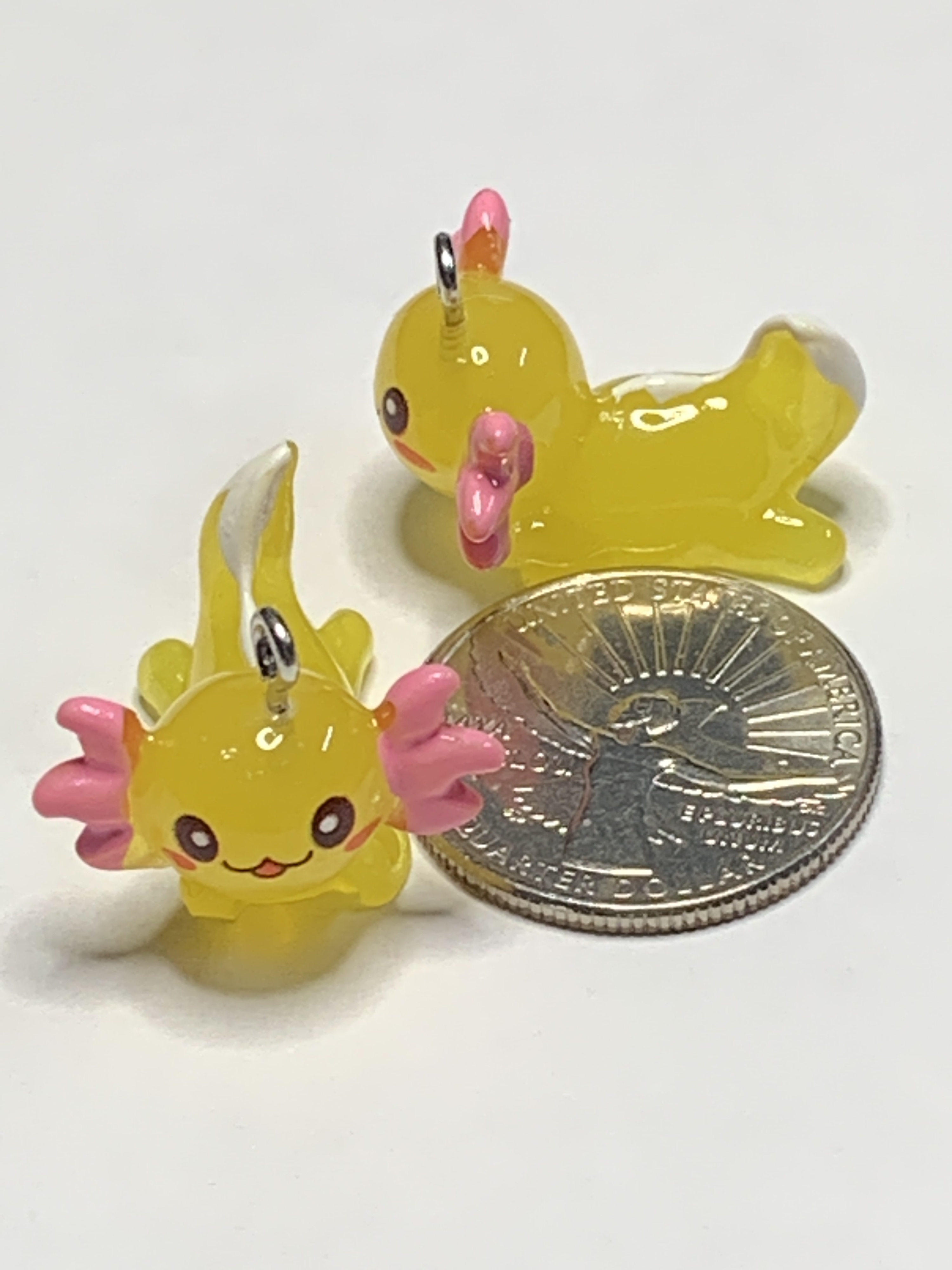 Free: AXOLOTL DRAGON CHARMS~#5~YELLOW~SET OF 2 DRAGONS~FREE SHIPPING!