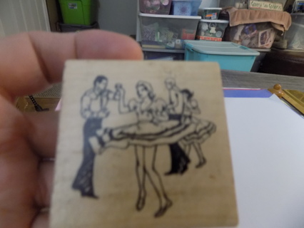 Wood Mount rubber stamp Square Dancers