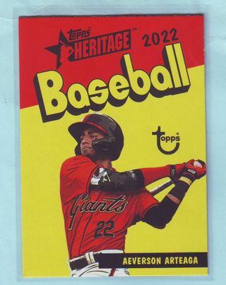 2022 Topps Heritage Minors Aeverson Arteage Baseball Card # 73PC-9 Giants