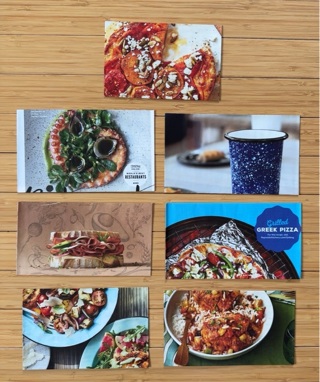 7 Food Themed Envelopes - recycled from Magazine Pages
