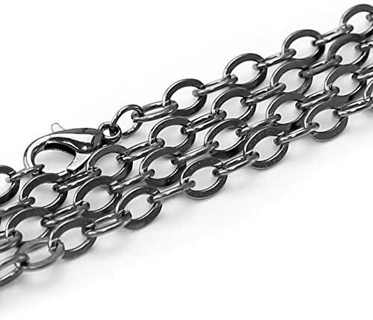  4x6mm 24nch Gunmetal Cable Chain Necklace Lot 4 (PLEASE READ DESCRIPTION) 