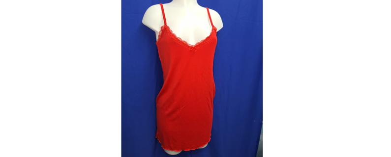 New Red Cotton Nighty PJ Dress Sleep w/ Panties Size L