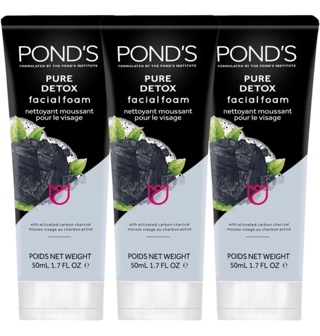 Pond's Pure Detox Facial Foam, Deep Cleansing with Activated Charcoal, Facial Wash