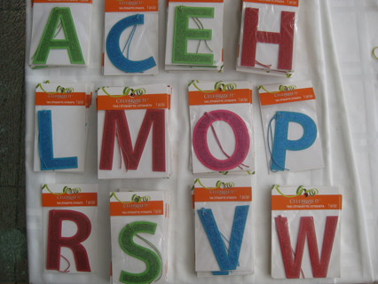 Glittery letters tags/ornaments, pick 5 letters from the available list. NIP