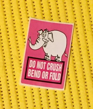 24 DO NOT CRUSH Stickers with PINK ELEPHANTS!