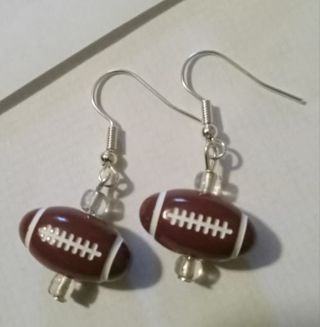 Football Charm beaded hook earrings new