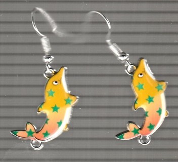 SP ENAMEL YELLOW DOLPHIN EARRINGS LOT 7 (PLEASE READ DESCRIPTION