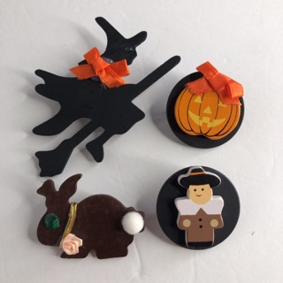 Handmade jewelry witch pilgrim pumpkin bunny rabbit 