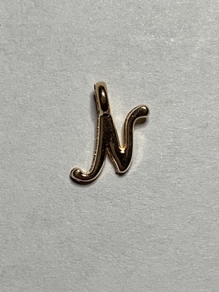 GOLD INITIAL LETTER CHARM~#N2~1 CHARM ONLY~CURSIVE~FREE SHIPPING!