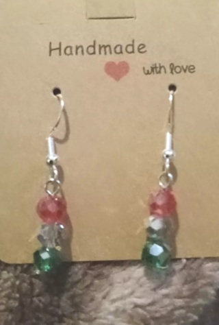 925 stamped Christmas colored crystal earrings