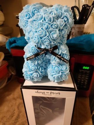 Always and Forever Flower Bear in Light Blue
