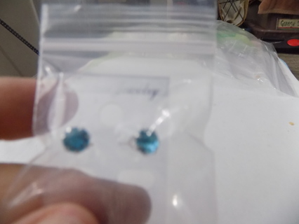 Aqua faceted rhinestone post earrings