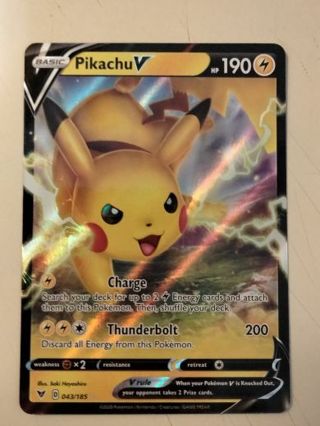 Pikachu v 043/185 rare holo nm pokemon