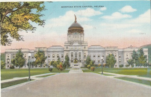 Vintage Unused Postcard: r: Linen: Montana State Capitol, Helena