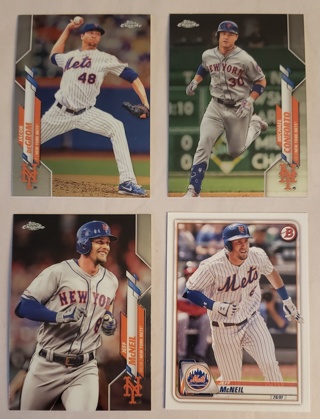 New York Mets 4 different 2020 Cards - Michael Conforto Jeff McNeil & Jacob DeGrom