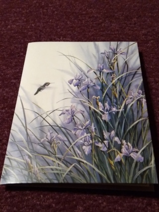 Purple Floral-Hummingbird Notecard