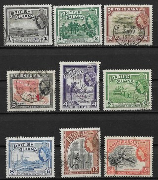 1954 British Guiana Sc253-61 used set of 9