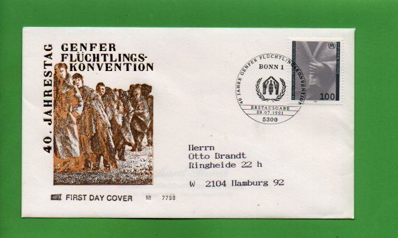 FREE: CRAZY GIN --- FDC Germany : 40 years conventions of Geneva