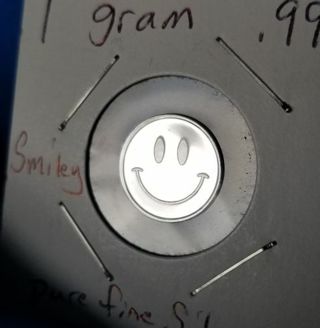 One gram .999 pure fine Silver round ~Smiley~